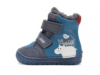 D.D.Step W029-52287 Fiú bélelt bőrcipő vízilovas mintával - kék